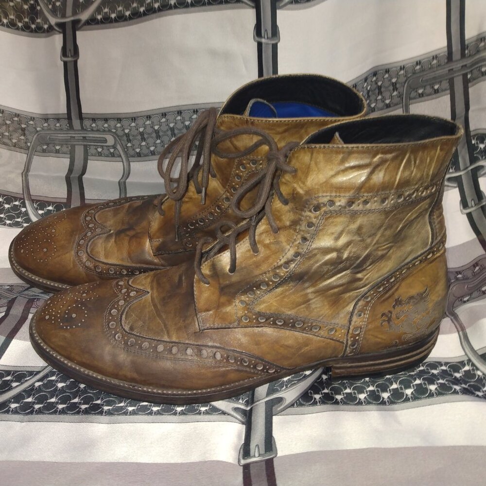 ❤️MENS MARK NASON Distressed Kodis Dragon Lace Up Ankle Boots SZ 12